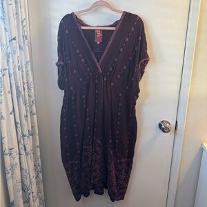 Johnny Was Embroidered Purple Dress